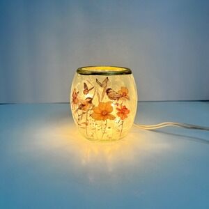 Frosted Glass Bird Butterfly Electric Accent Lamp Nature Floral Sm Stony creek